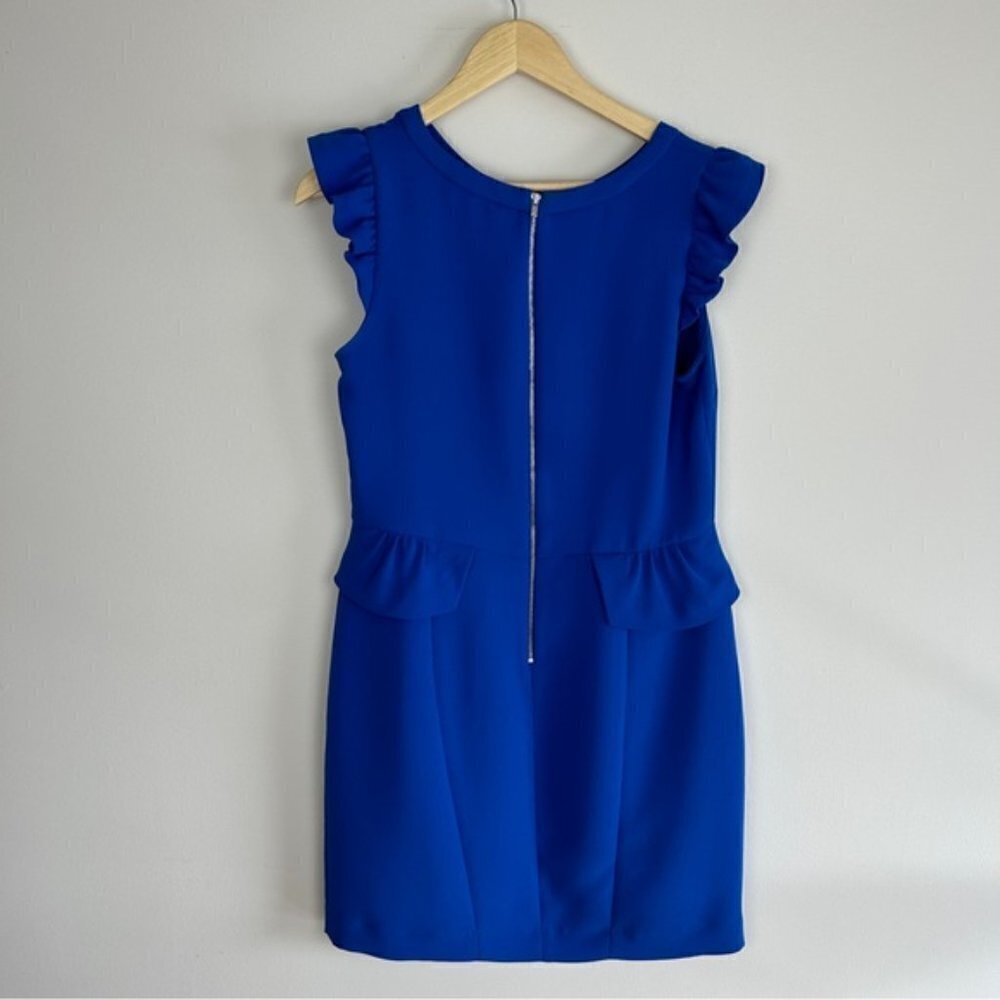 SANDRO Resonance Ruffle Sheath Blue Mini Dress - Picture 8 of 8